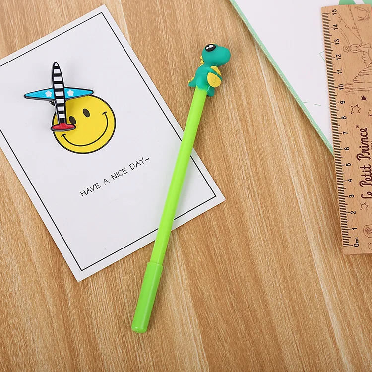 50PCS Creative Stationery Dinosaur Silicone Head Neutral Pen, Cute Cartoon Learning Office Water-based Signature Pen Factory Dir