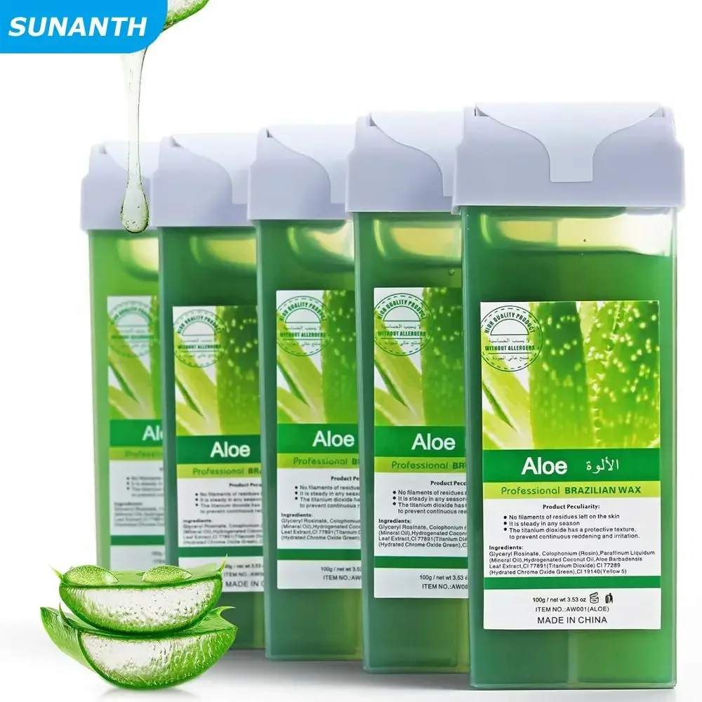 Rodillo de cera de rosa de Aloe, recambio de depilación indolora, calentador de cera depilatoria para Bikini, cartucho de cera para depilación corporal
