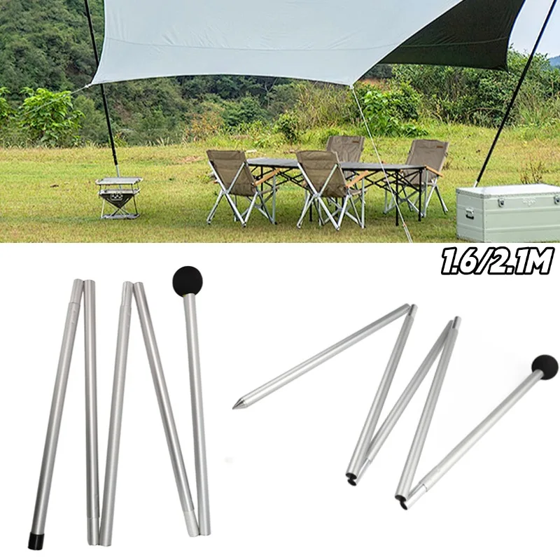

Tent Rods Lightweight Canopy Pole 1.6/2.1M Adjustable Outdoor Awning Support Pole For Camping Hiking Foldable Beach Tents