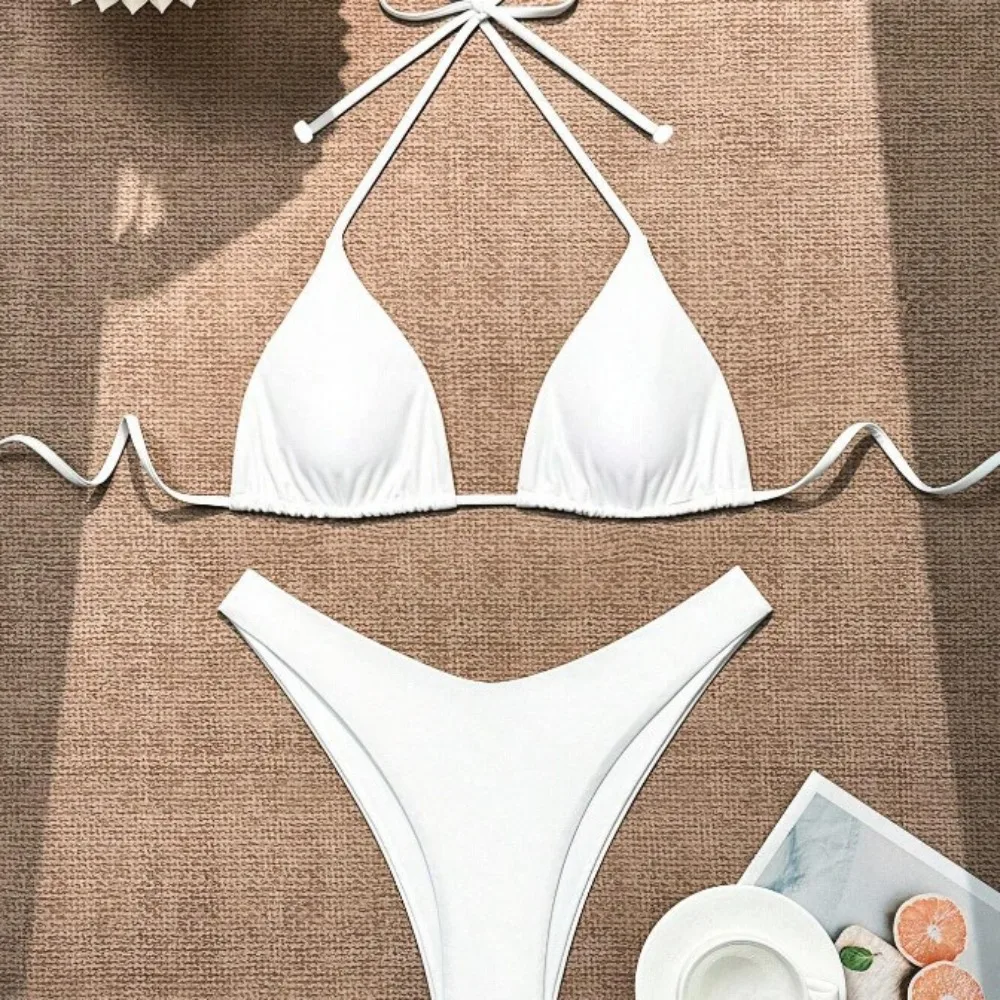 

2Pcs/Set Fashion Summer Beach Bikini Brazilian Casual Bikini Set Bathing Suit Halter Swimwear Vacation