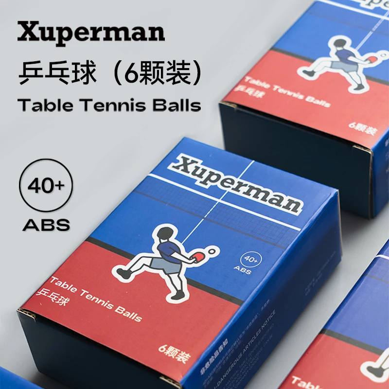 Xuperman White Seamed 40+ Table Tennis Balls 6PCS ABS New Plastic Durable High Elasticity Ball for Player Competition Training