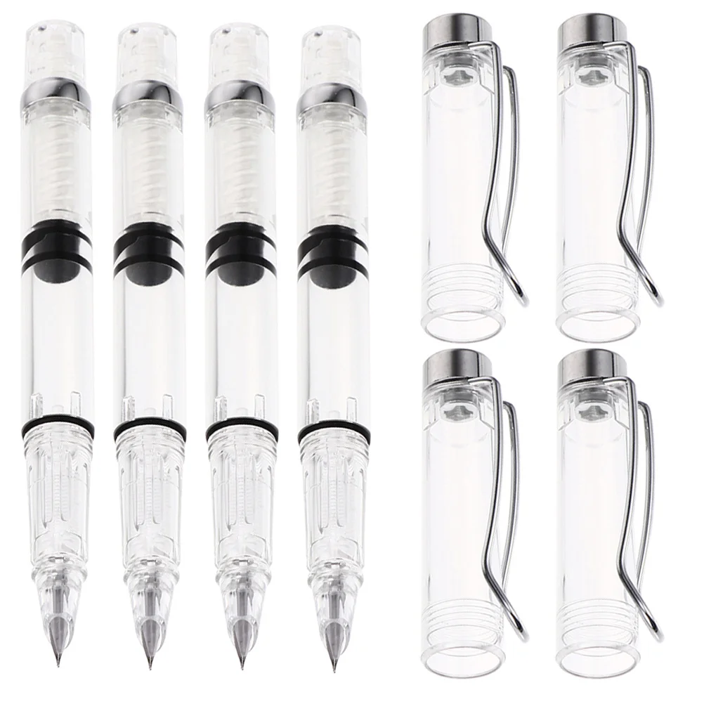 

4 шт. перьевая ручка с прозрачным металлическим наконечником из смолы для практики письма с каллиграфией, эргономичный дизайн, гладкий, долговечный для студентов