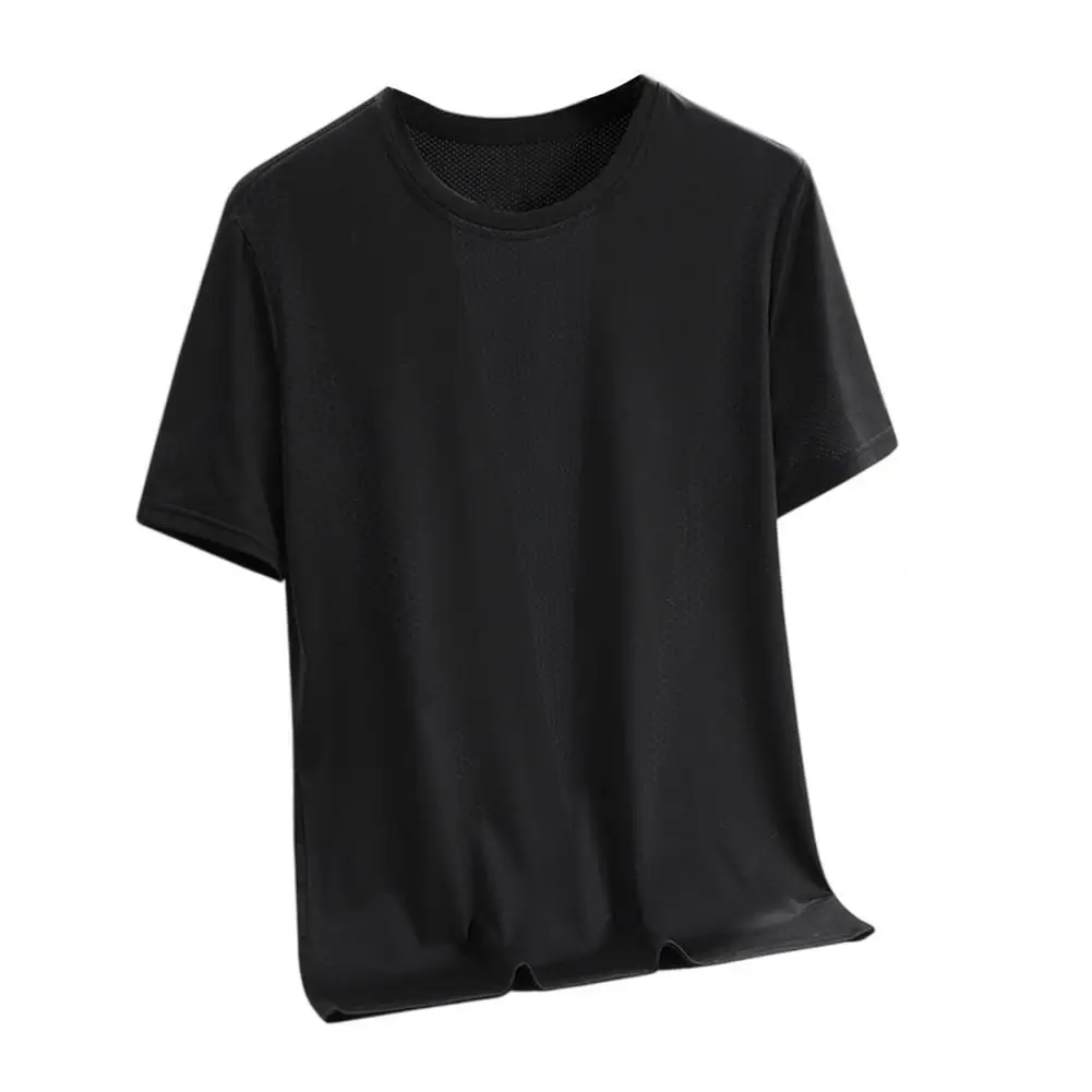 Men's Running Quick Drying T-shirts Breathable Hiking Fishing Tees Soft Elasticity Outdoor Sports Short Shirt Summer ﻿