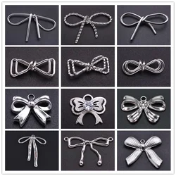 5pcs Girl Bows Pendant Fashion Stainless Steel Pendants For Jewelry Making Charm Handmade Necklace Earrings Bracelets Materials