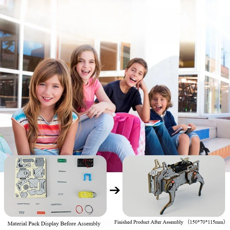 音声制御機械犬 STEM キット DIY 木製科学おもちゃ教育建物プロジェクト子供のための教室学習ツール