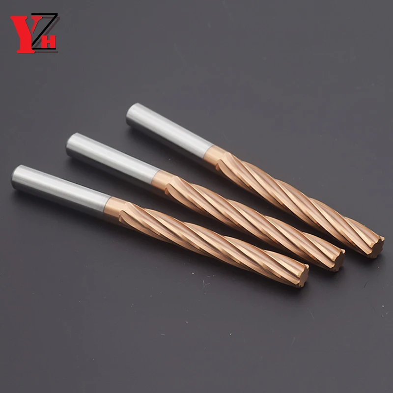 YZH 100Mm 150Mm Carbide Machine Reamer HRC60 Coated Spiral Groove Tolerance H7 Harened Steel Metal Cutter CNC Turning Hole