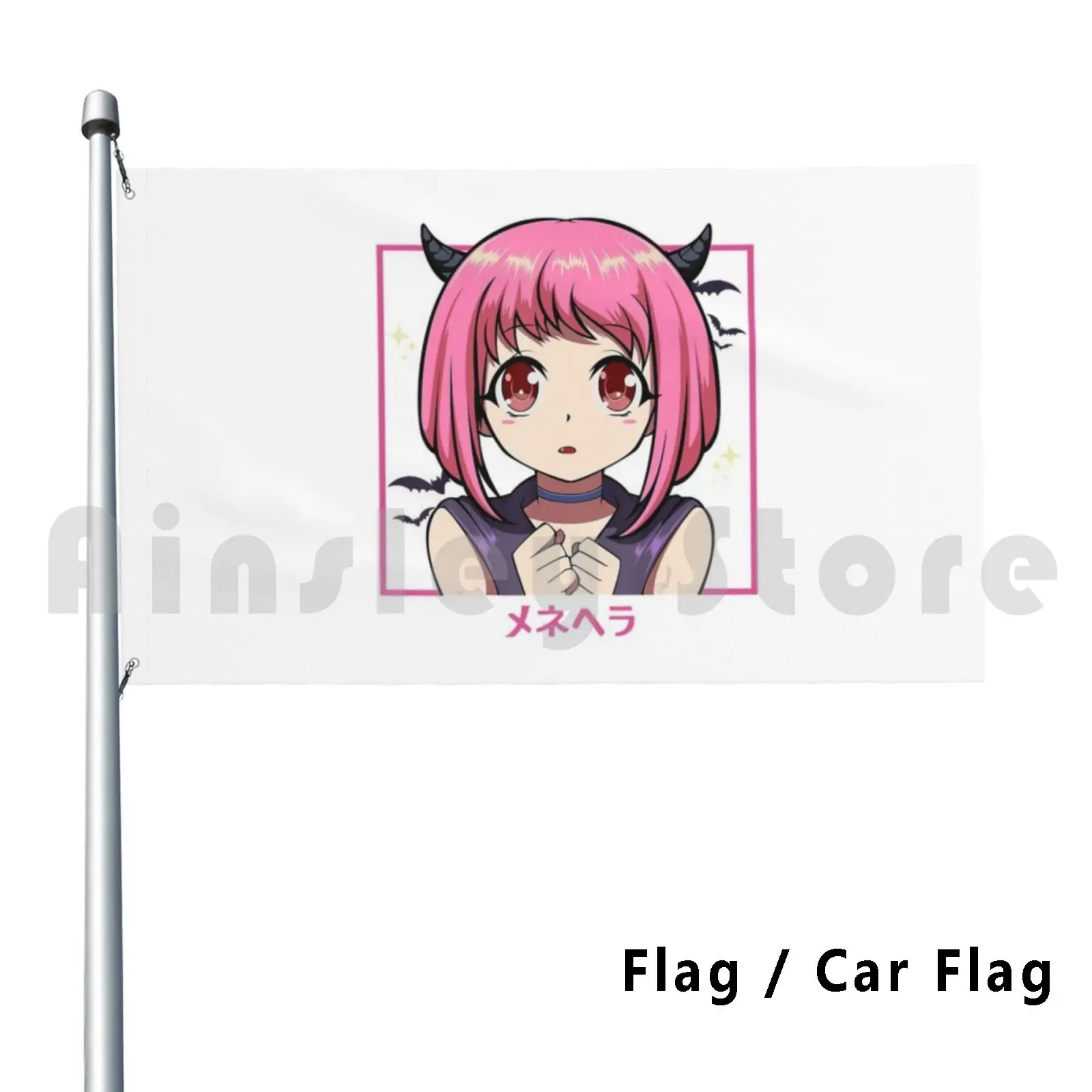 Japanese Anime Girl Punk Evil-Pastel Menhera Kawaii Flag Car Flag Funny Anime Manga Unicorn Anime Girl