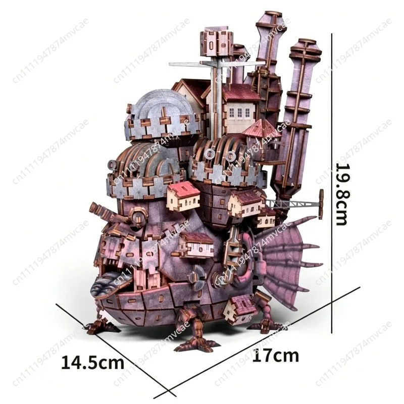 Suitable for  mobile castle wooden DIY hut assembly puzzle 3D three-dimensional puzzle handmade ornament
