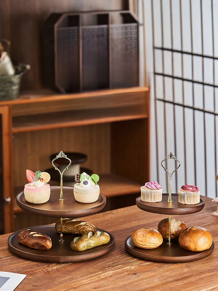 

Chinese Sle Multi-Layer Sna Tray Tea Break Candy Dert Plate ternoon Tea Serving Tray Cake Stand Bamboo Material