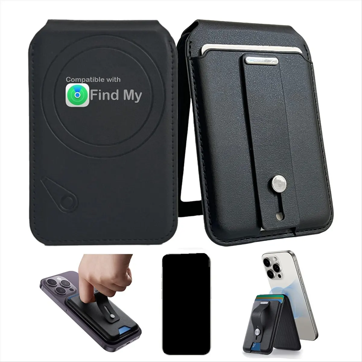 A86G NEW For Wallet with Find My Functionality, 3000g Magnetic Strength, Adjustable Stand for Black