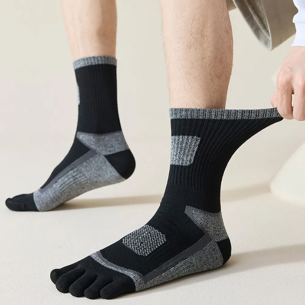 Patchwork Breathable Five Finger Socks Mesh Quick Dry Men Socks Sweat-Absorbent Anti-odor Five Toe Socks Fitness