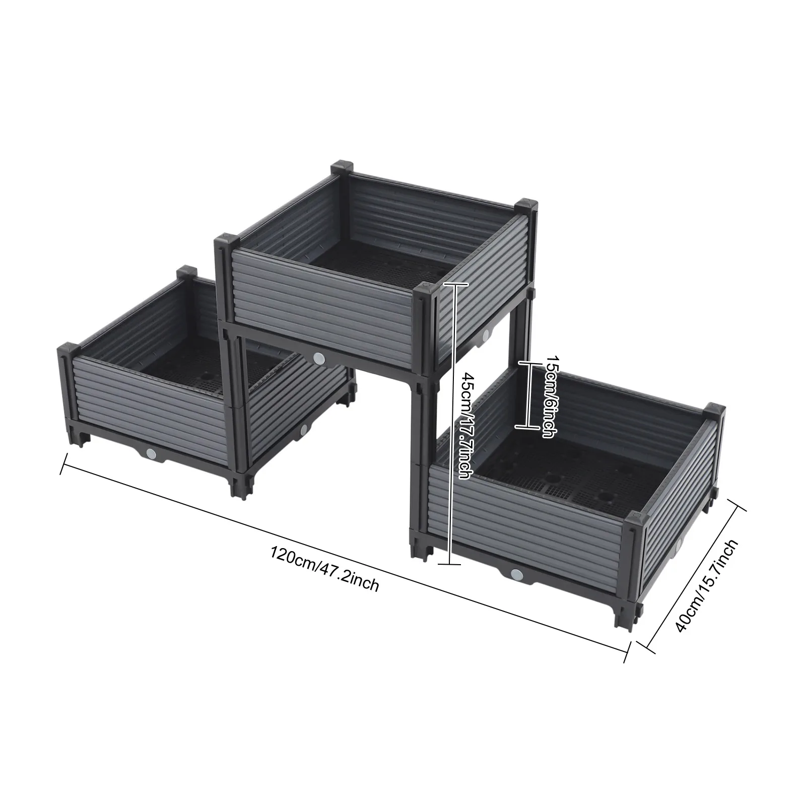 Square Planter Box Raised Garden Bed with Drainage Grid Free Combination for Vegetables and Flowers for Balcony Rooftop