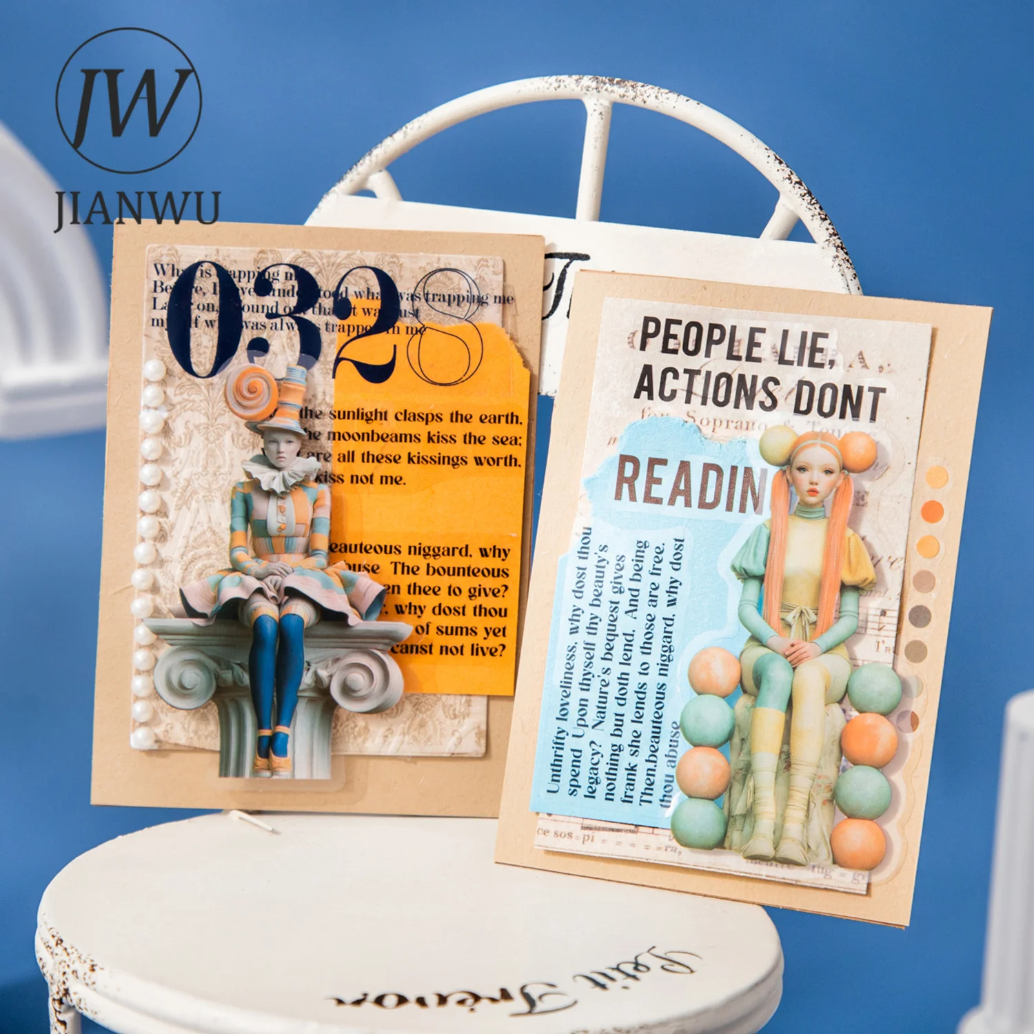 JIANWU Vintage Art Character Flower Landscape Material Collage Scrapbooking PET Sticker Creative DIY Journal Stationery view 5