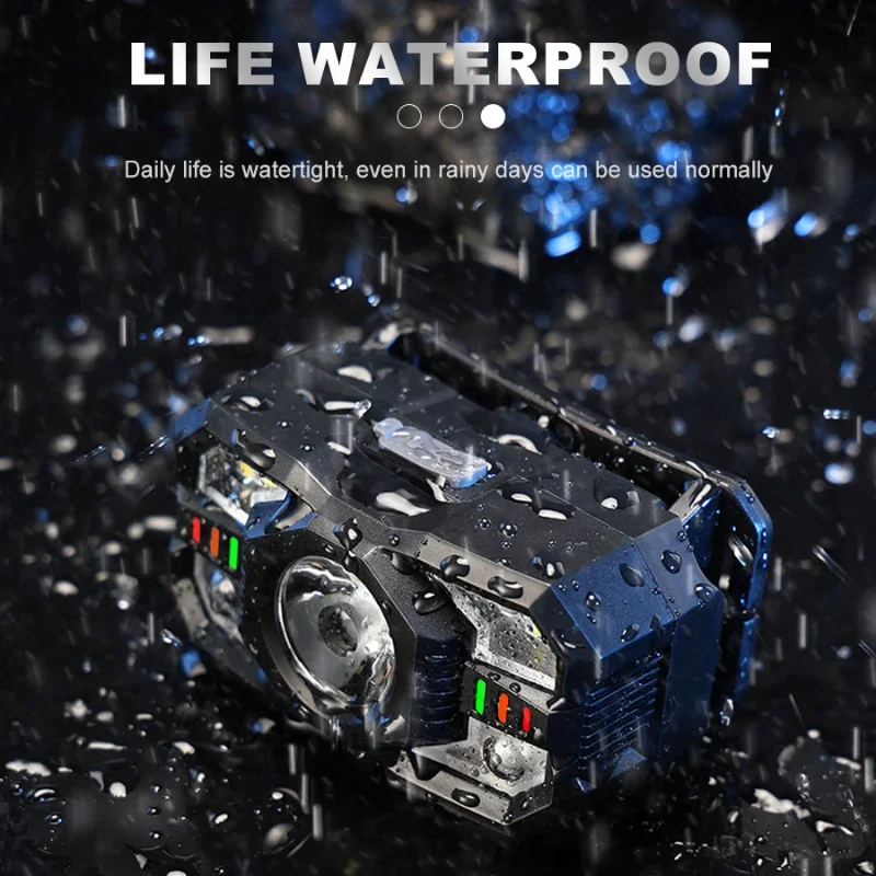 Portable Sensor Headlamp LED Headlight Type-C Rechargeable 5 Lighting Modes Waterproof Head Lantern for Outdoor Camping Fishing