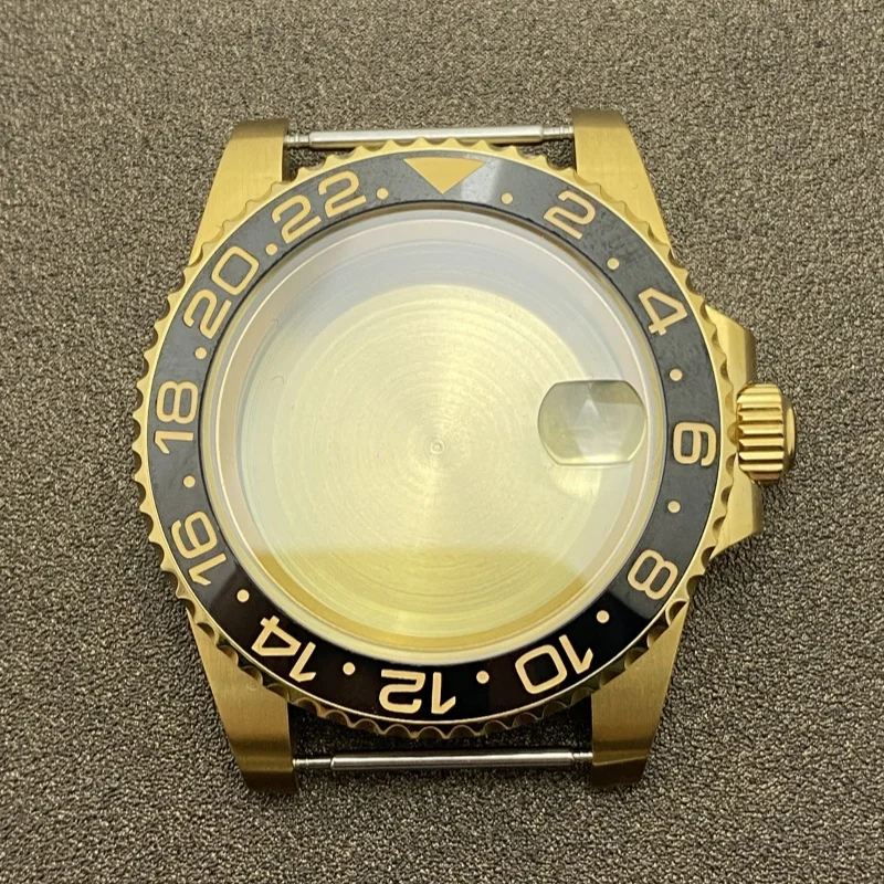 Für NH35-Uhrenzubehör, modifiziertes GMT-Uhrengehäuse aus Vollgold und Saphirglas für NH34/36-Uhrwerk