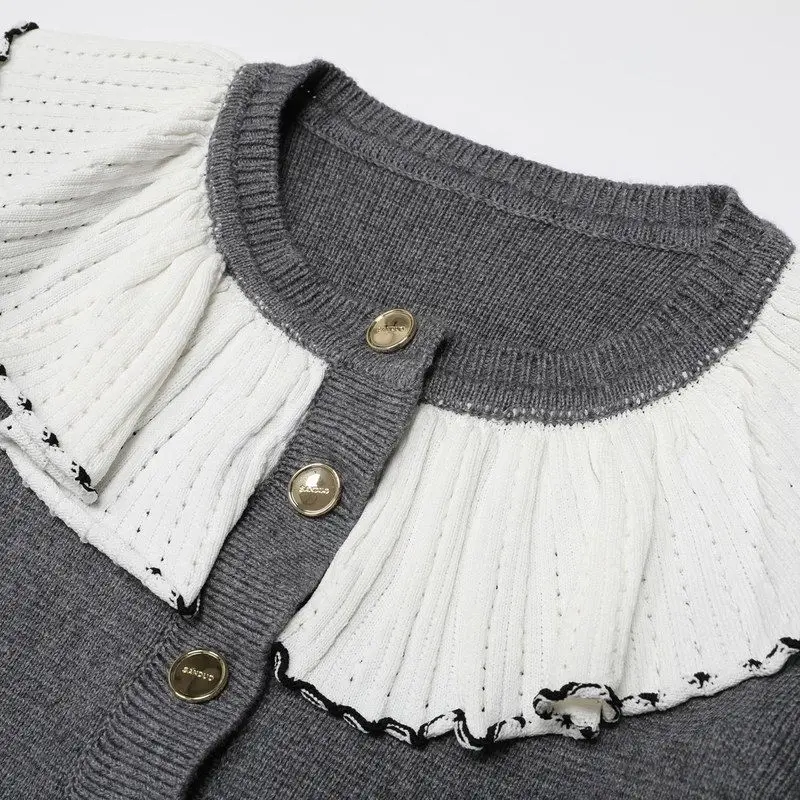 High Quality Knitted Color Block Long Sleeve Women's Outerwear Fashionable Spring Autumn Cardigan Influencer Style European R...