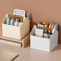 Functional Handle Storage Box Desk Organizer Stationery Pen Tray Sundries Holder Bathroom Essentials Vanity Case