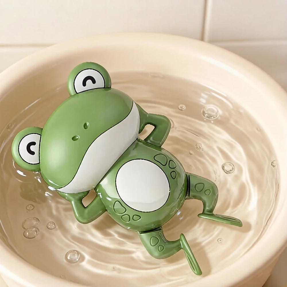 Wind Up Swimming Frog Kids Bath Toy Cute Cartoon Frog Water Play Toy For Toddlers Baby Shower Bathtime Interactive Game For Refe