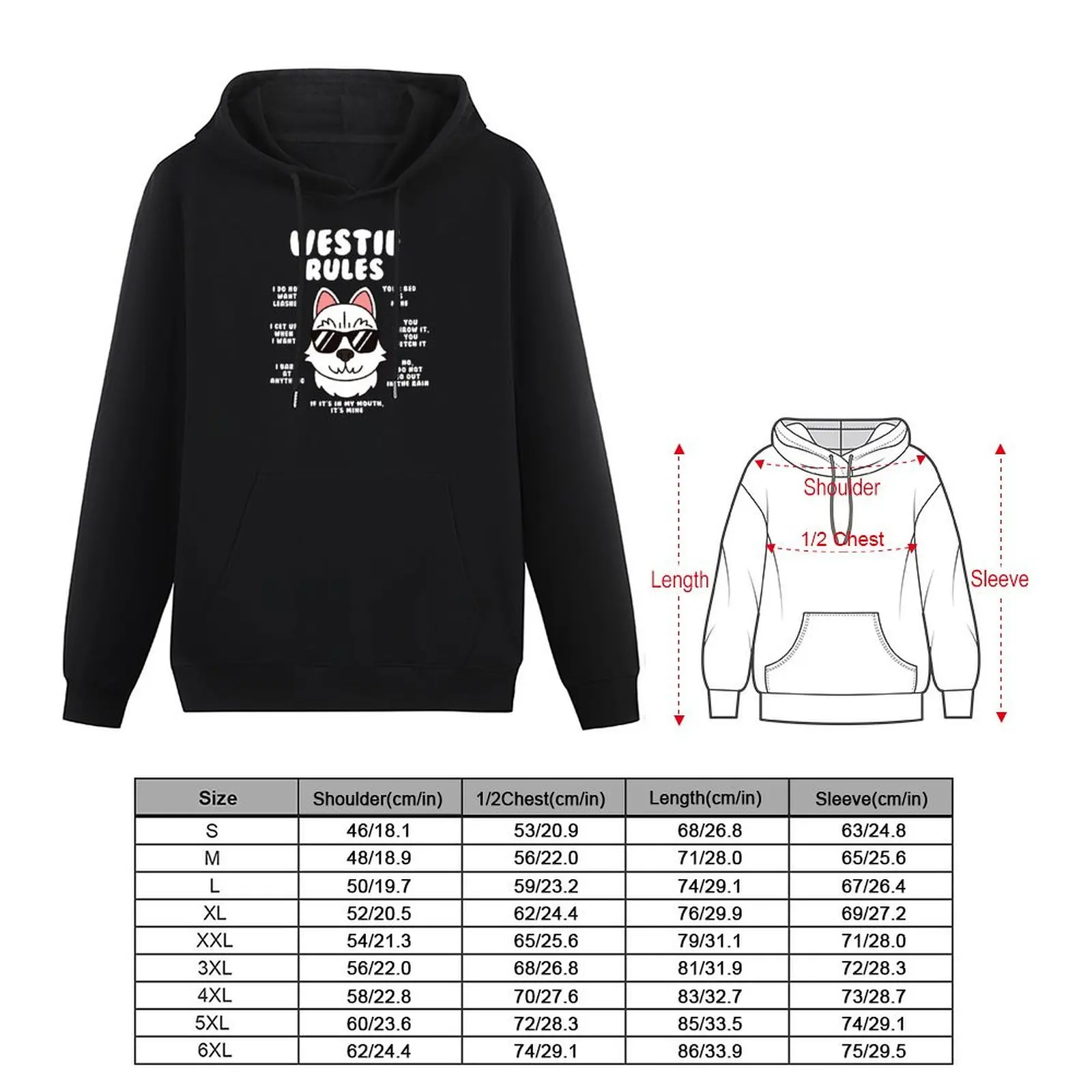 Westie Rules Pullover Hoodie winter clothes autumn mens hoodie