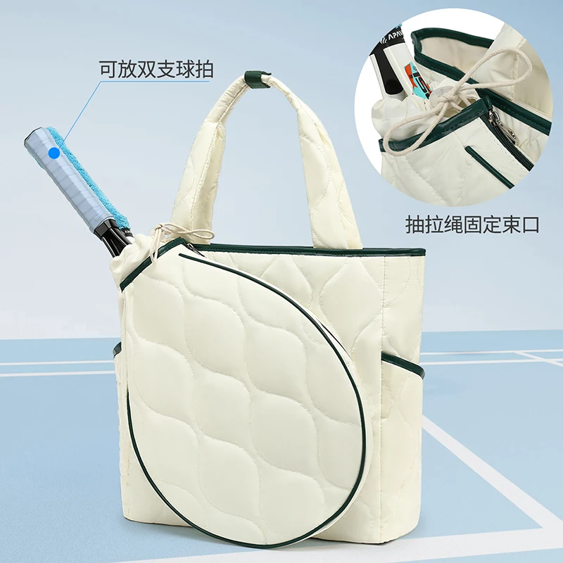 Women Tennis Racquet Tote Bag Large Capacity Nylon Badminton Squash Pickleball Padel Sport Bag Portable Tennis Handbag Accessory