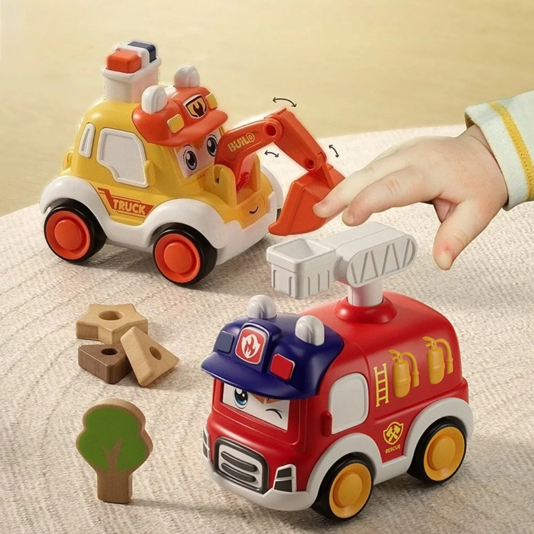 Mini Pull Back Police Car Toy Set Small Model Vehicle Fire Engine Truck for Boys Kids Children Birthday Party Gift Present