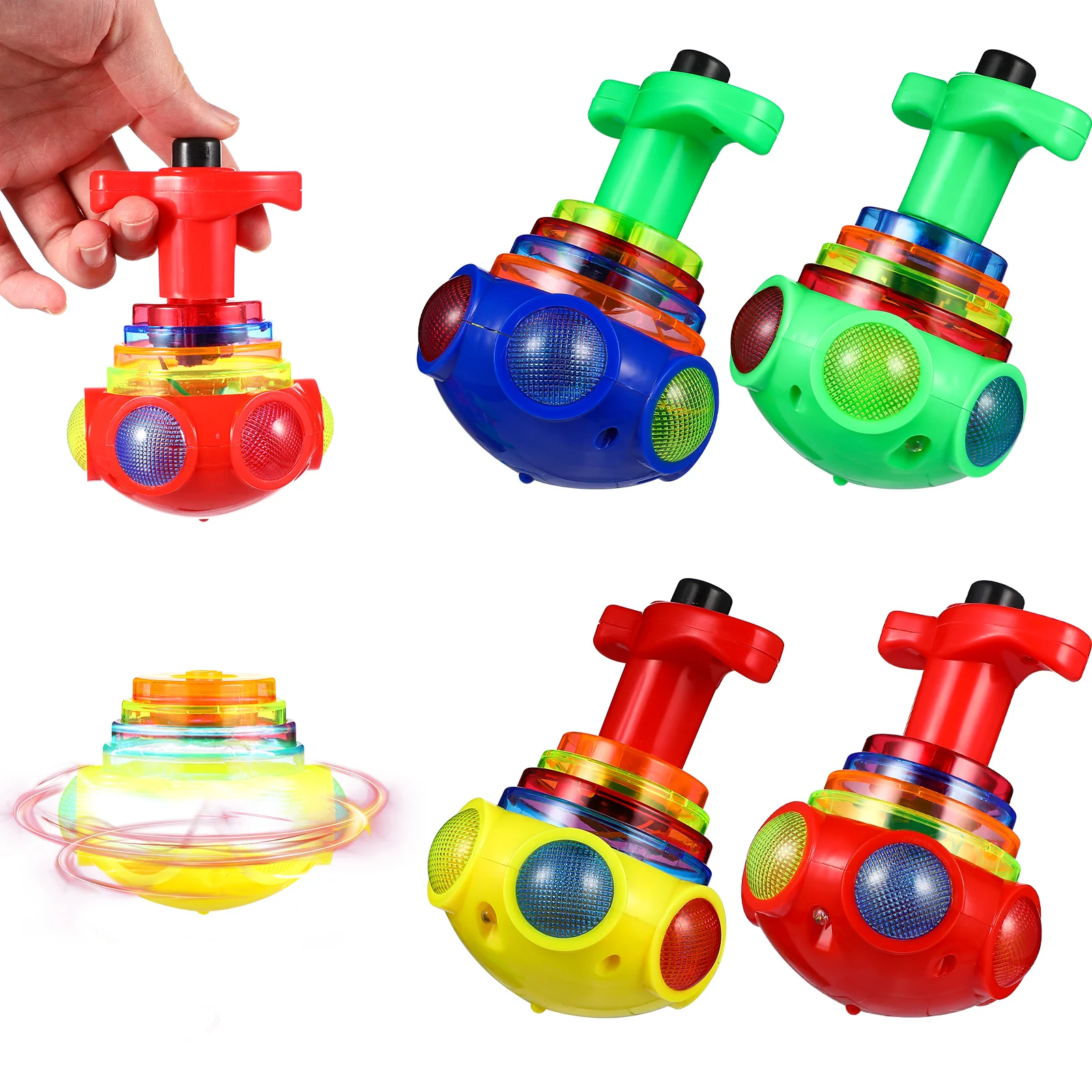 4 Pcs Gyro Toys Colorful LED Electric Rotate Playthings Gifts for Kids Developing Skills Fun Game Child