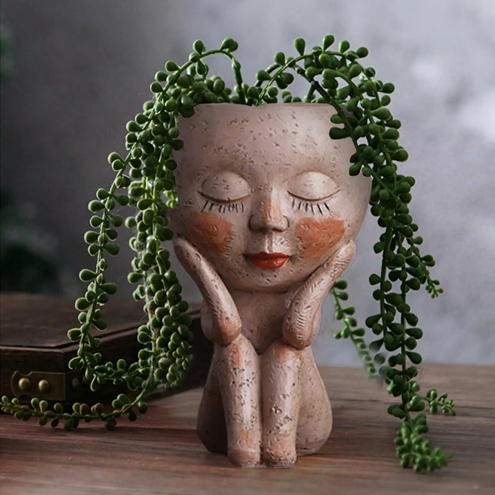 Face Head Flower Planter Succulent Plant Flower Pot Flowerpot Figure Garden Decoration Home Decor Tabletop Ornament