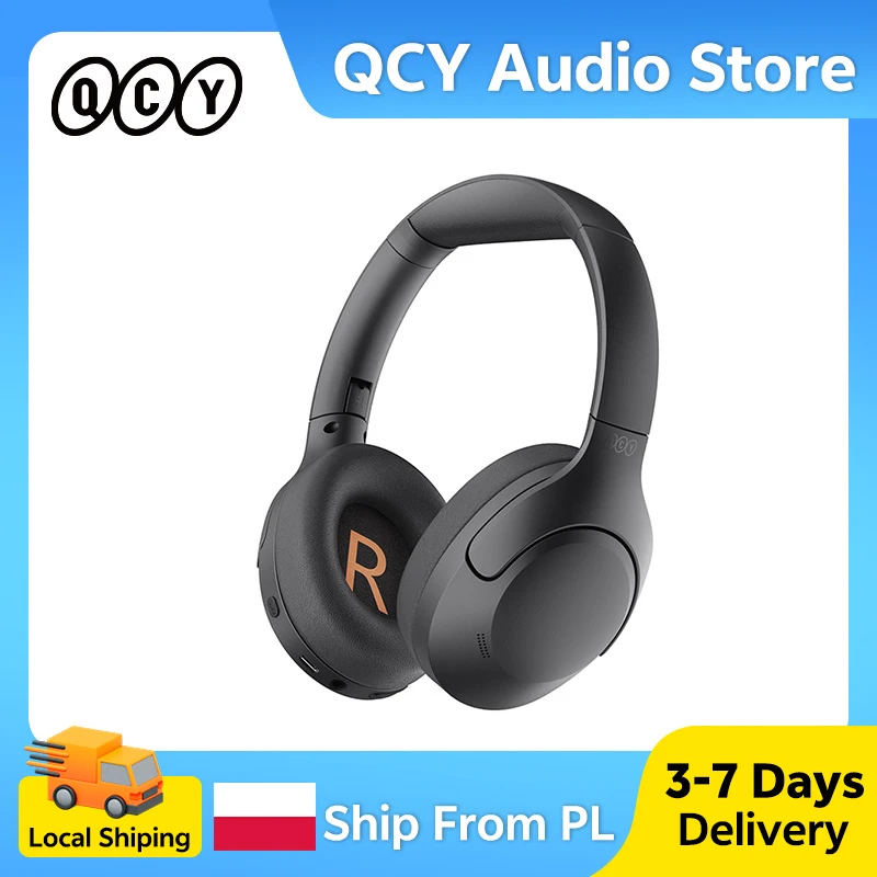 Casque sans fil QCY H3 Lite Bluetooth 5.3, écouteurs ANC supra-auriculaires, haut-parleur 40 mm, son HiFi, appels HD clairs, 60 heures d'autonomie
