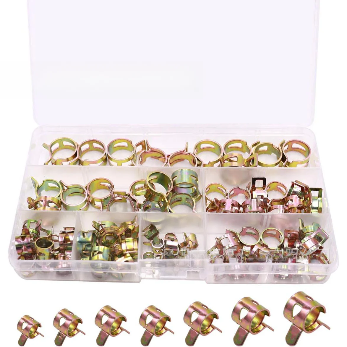 Spring Steel Hose Clamps 70Pcs Japanese Style for Fuel Vacuum and Air Hose Securing Multiple Sizes from 6mm to 16mm