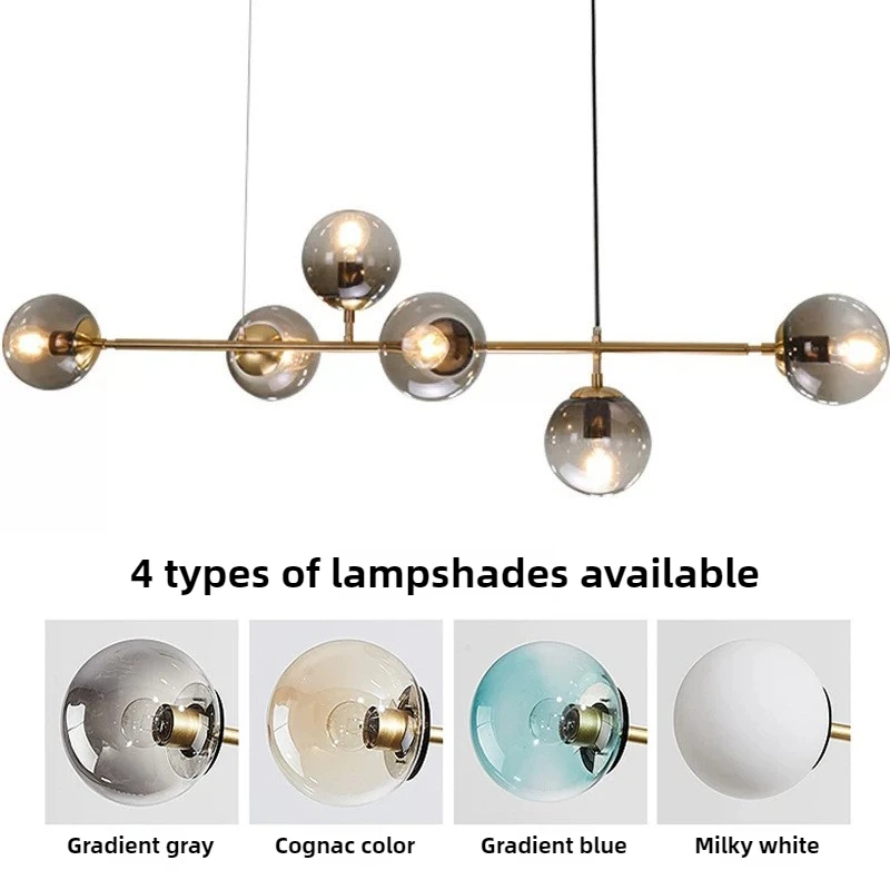 Nordic Restaurant Bar Counter Pendent Lamp Modern Minimalist Creative Living Room Dining Table Glass Chandelier Home Decoration - view 6