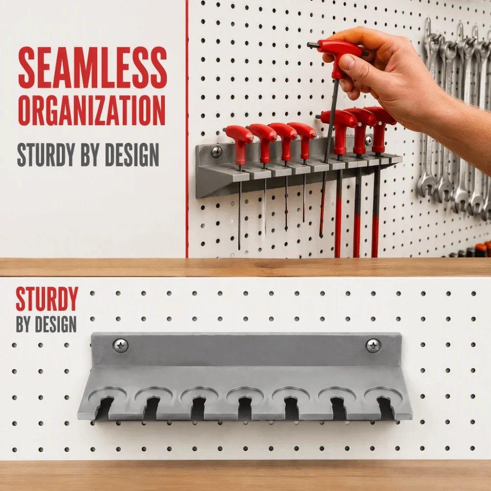 Wall Mounted Tool Rack Multifunctional Compact Size Tool Holder Small Parts Storage No Drill Design Screwdriver Holder