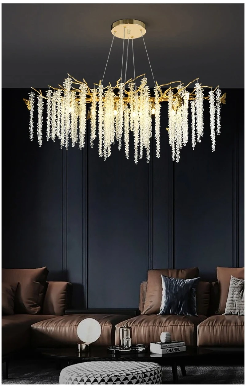 

Gold round Crystal Ceiling Chandelier Light for Bedroom Living Dining Room Hallway Kitchen - Elegant Crystal Chandelier Lighting