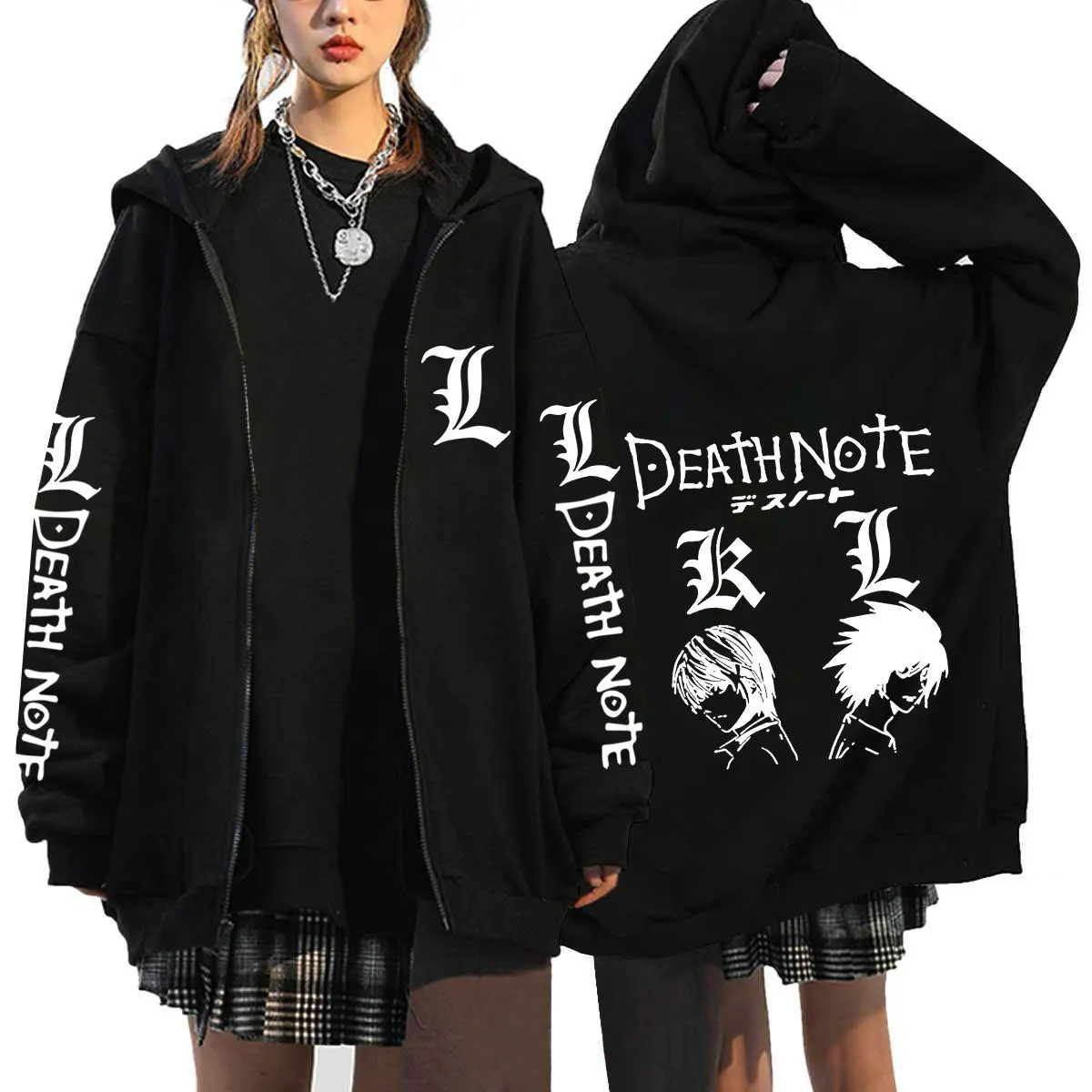 Sudadera con capucha con estampado de Death Note de Anime japonés para hombre y mujer, sudaderas informales de lana de manga larga a la moda Harajuku, Otoño e Invierno