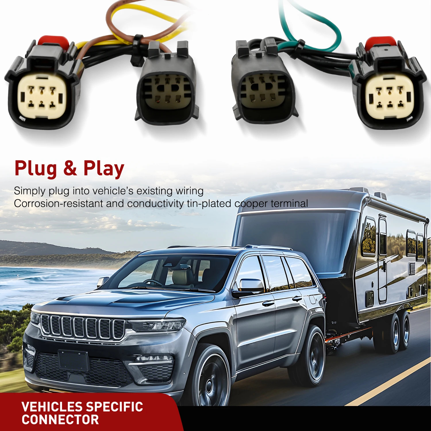 Nilight 4 Pin Trailer Wiring Harness Kit 118847/56473 Simple Fit Hitch Vehicle Standard 4 Way Connector Custom for 2022 2023 2024 2025 Jeep Grand Cherokee 2021-25 Grand Cherokee L Accessories