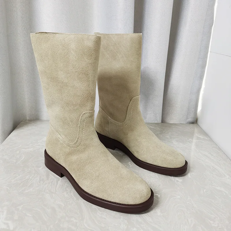 

Fashion Ankle Boots Women's Elastic Boots Minimalist Fashion Ladies Genuine Leather Comfortable Flat Boots Women Soft Boots