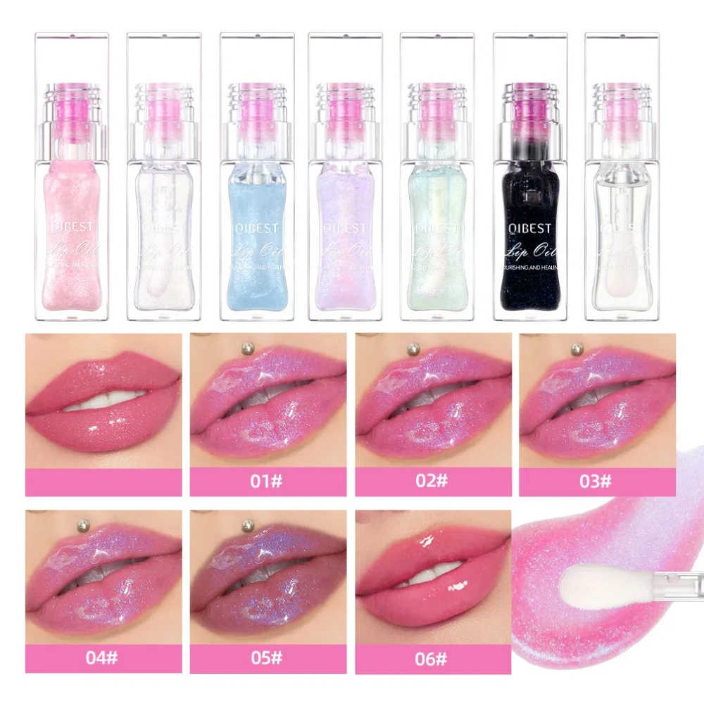 Hidratante Espelho Lip Gloss, Glitter Jelly Batom, Temperatura Mudança de Cor, Óleo Transparente, Brilhante Lip Care Cosméticos