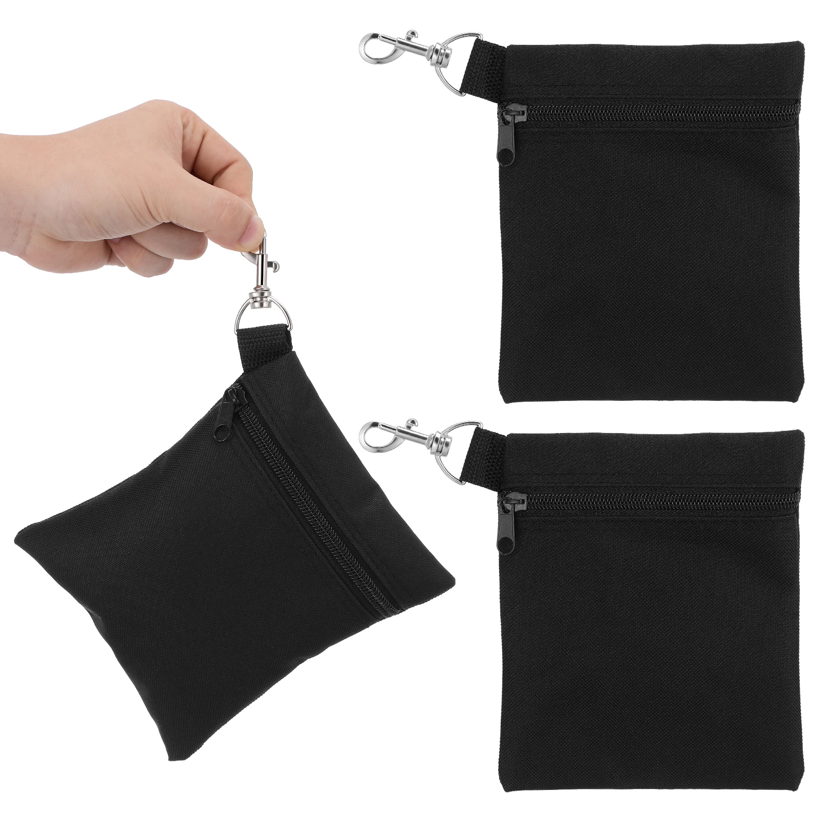 

3 pcs Tee Bag Black Oxford Cloth Tool Organizer Pouch with Metal Clip for Men Ball Tee Holder Durable Golf Pouch for Course