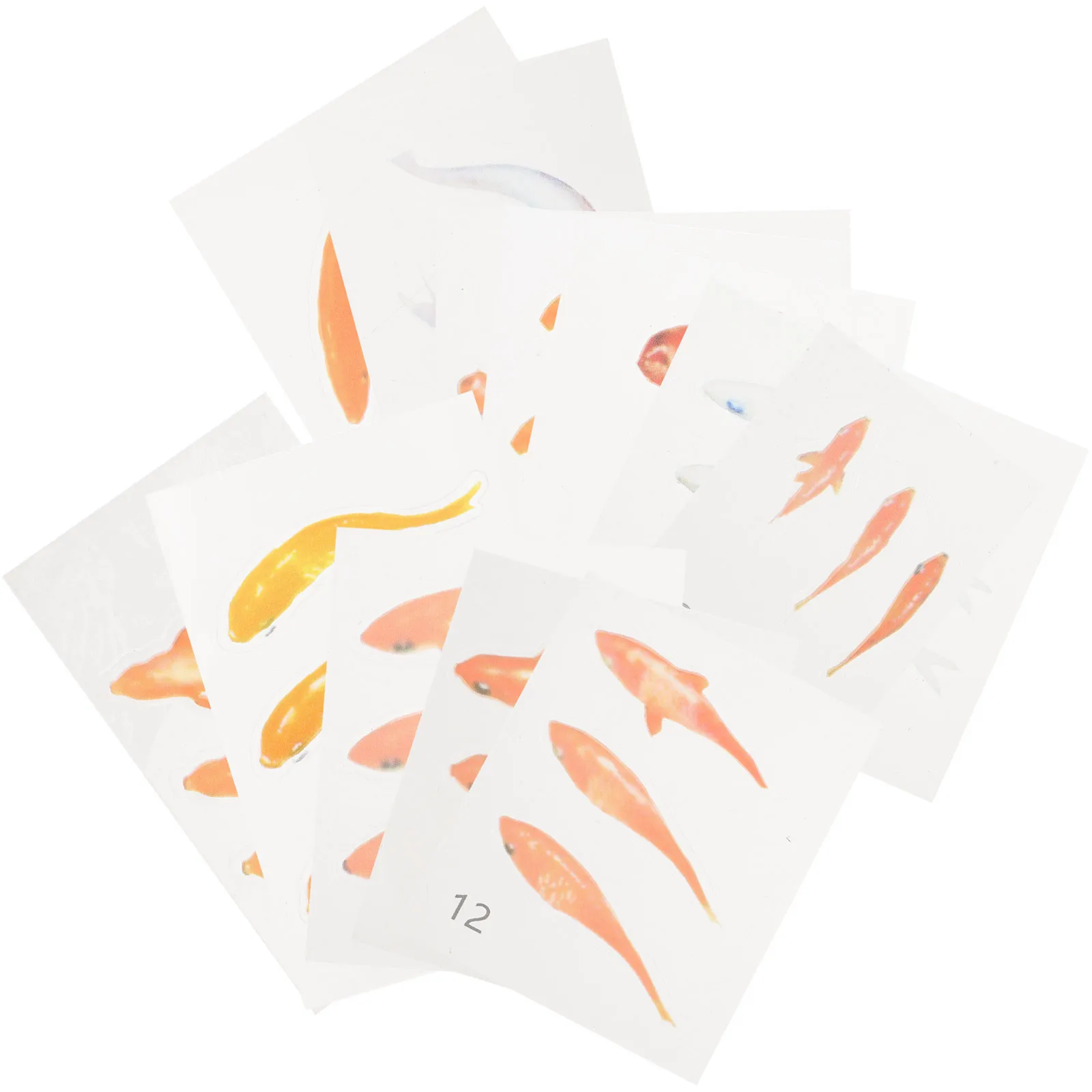 

12 Sheets 3D Small Goldfish Sticker Unique DIY Premium Material Crystal Epoxy Decals Decorative Goldfish Art for Transparent