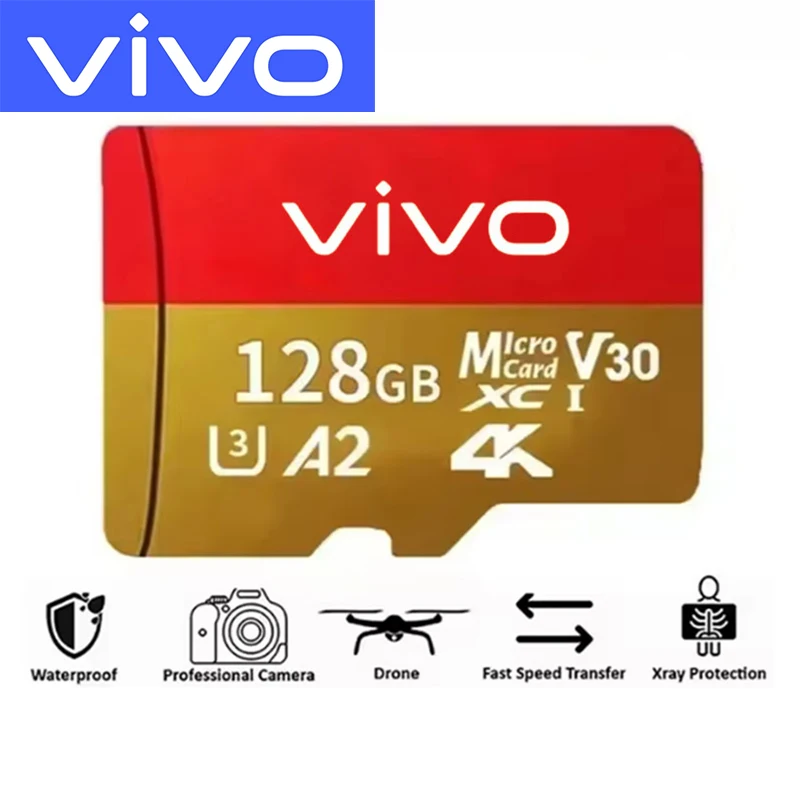 VIVO Micro-SD-Karte Hochgeschwindigkeits-SD-Speicherkarte 128GB 256GB 512GB 1TB 2TB Micro-SD U3 V30 TF-Flashkarte für Telefon- und Kamerageräte
