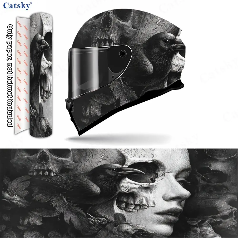 

Crow Skeleton Woman PVC material self adhesive waterproof motorcycle helmet sticker, paste firmly and do not fall, waterproof an