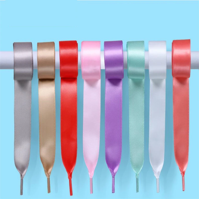 1Pair Silk Shoe Laces Satin Ribbon Flat Shoelaces Women Sneakers Shoelace Boots laces Strings for shoes Length 120CM