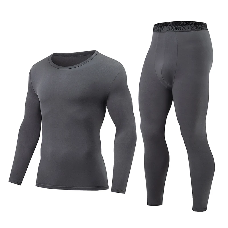 2 Pieces Of Spring New Men's Solid Color Base Suit Comfortable Round Neck Long Sleeved Top T-shirt Color Elastic Waist Pants