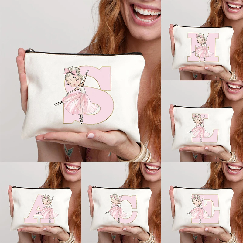 Ballet Girls Cartoon modello iniziale borsa per il trucco borsa per cosmetici pochette portatile per articoli da toeletta regalo per ragazze
