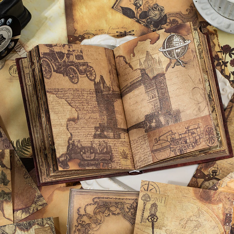 

192sheets Decorative Background Paper Book Retro Pattern Collage Decoration Junk Journal Scrapbook Diary Album Planner Aesthetic