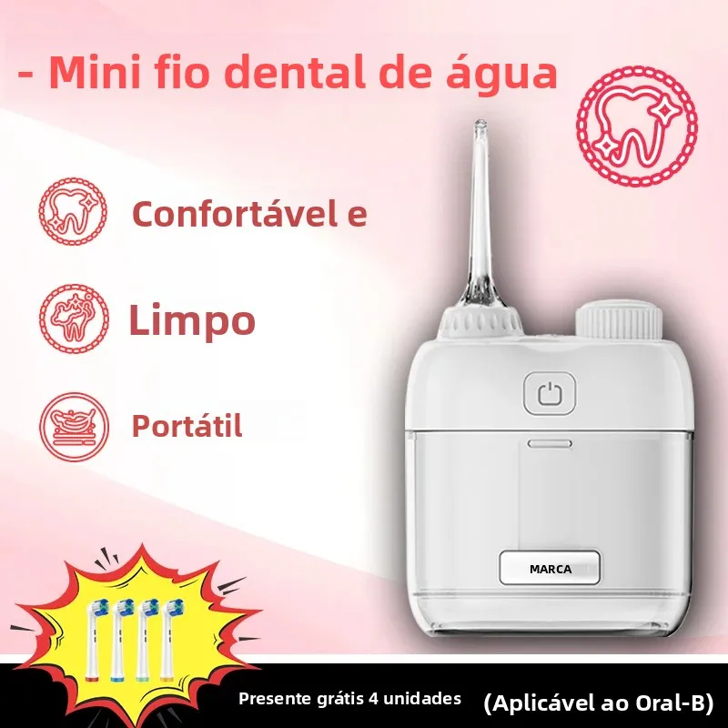 yuesiポータブルウォーターフロッサー-トラベルミニデンタルイリゲーター-2ノズル-4モード-連続流水-プラーク除去-歯のクリーニング