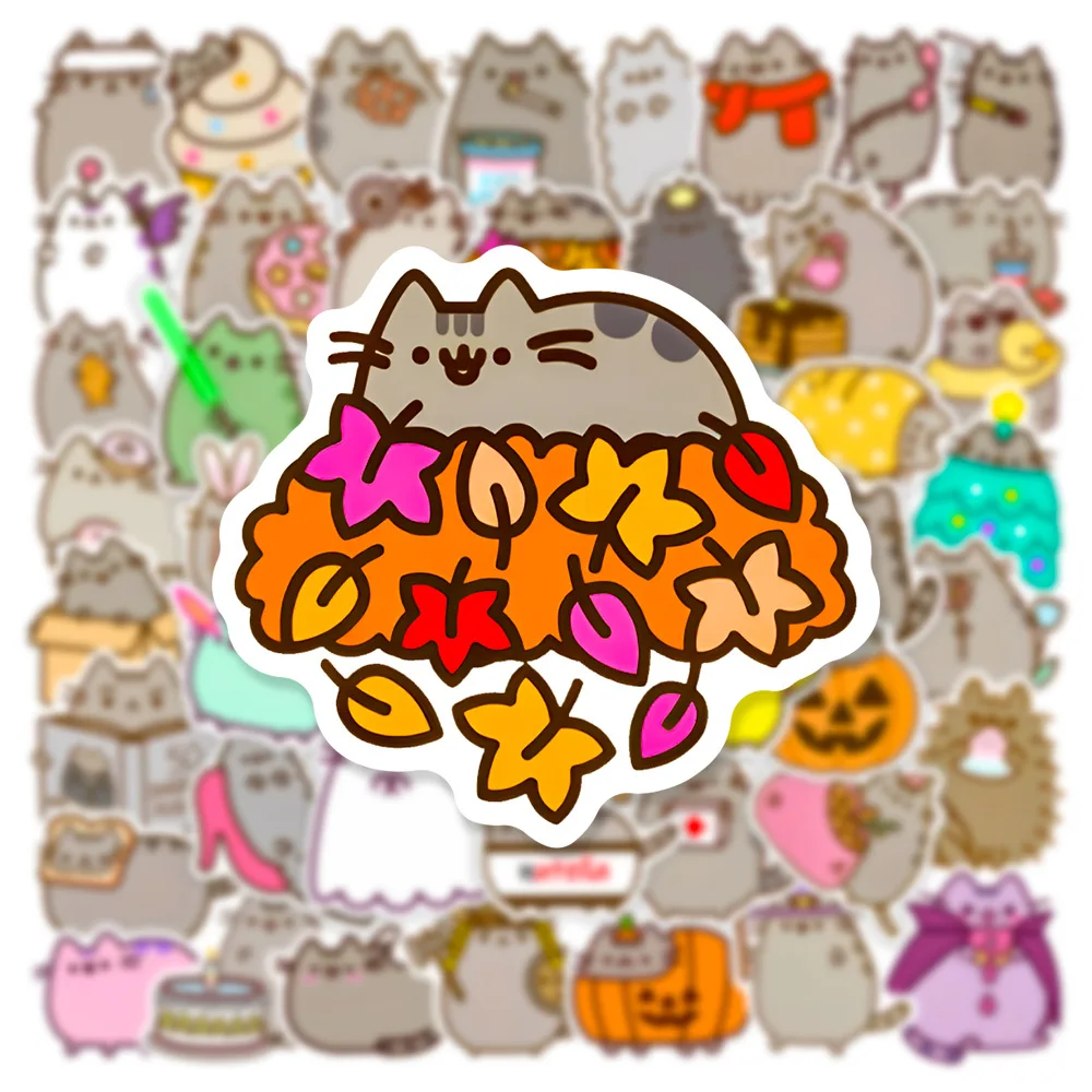 50 Stück Pusheen Anime-Aufkleber, wasserdicht, für Graffiti, Skateboard, Notizbuch, Handy, niedliche Dekorationsaufkleber, Spielzeug – Detail 3