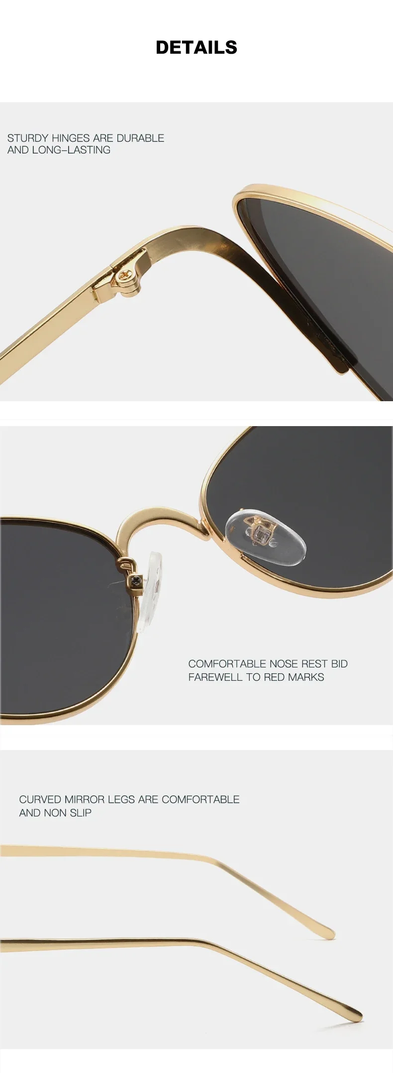 JNPCXI Neue Metall-Katzenaugen-Sonnenbrille für Damen, Modische Klare Ozean-Gläser, Goldfarbene UV400-Schutzbrille für Herren, Trendige Punk-Sonnenbrille – Detail 15