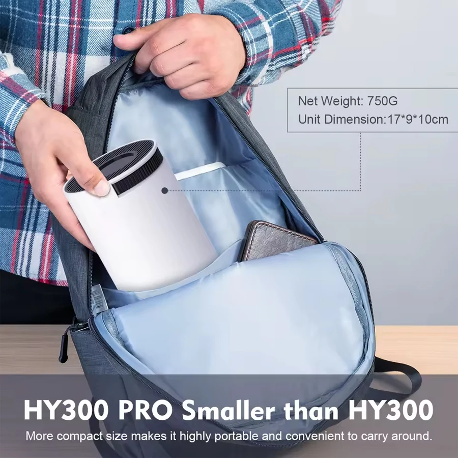 MiniProyektor Android HY300 Pro Dual Wi-Fi 6 260 ANSI Native 1280*720P Mendukung 4K Home Theater Mini Proyektor Portabel