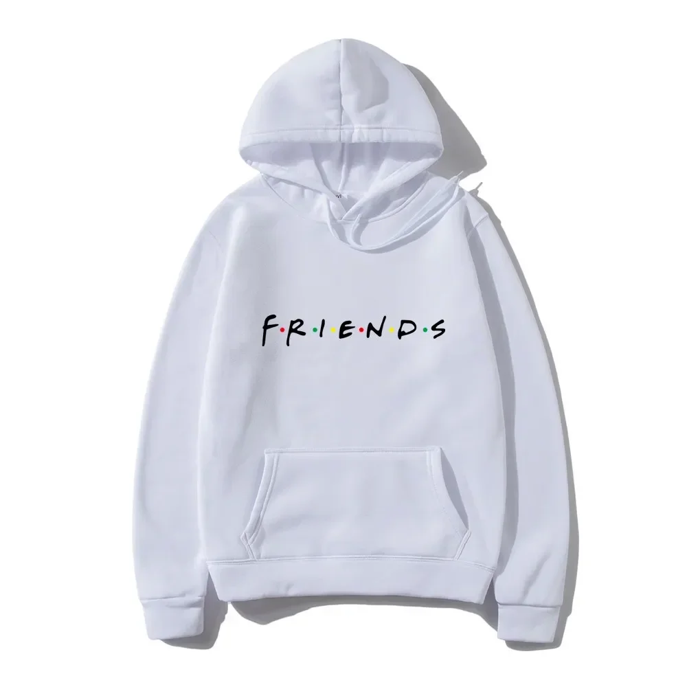 white Friends Printed Hoodies men women Autumn Long Sleeve Pullover Tops Casual Pocket Hoodies Unisex Outer Loose Sport Wear