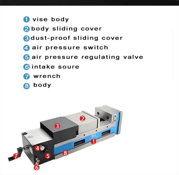 DPV-6-160 MC ملزمة هوائية هيدروليكية فائقة القوة لمركز الطحن CNC #3